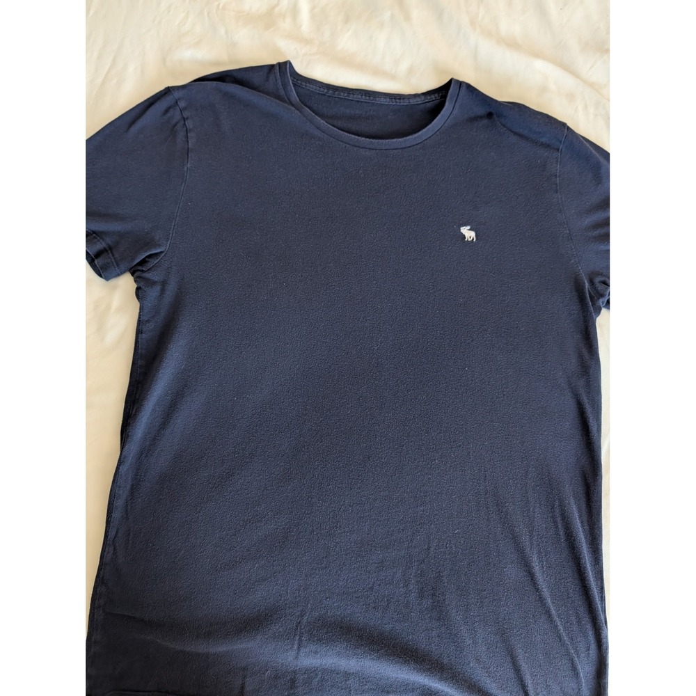 Abercrombie & Fitch Mens Navy Blue Short Sleeve Crew Neck Moose Logo T-Shirt